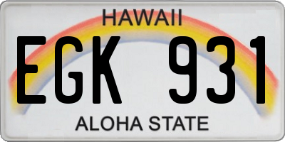 HI license plate EGK931