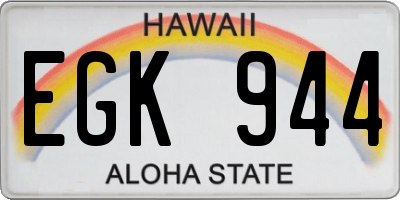 HI license plate EGK944