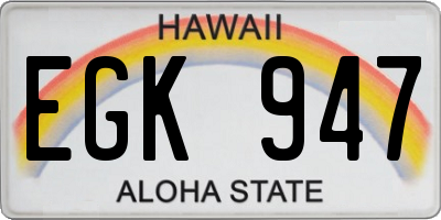HI license plate EGK947
