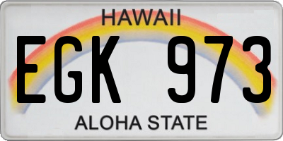 HI license plate EGK973