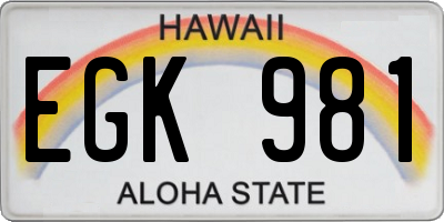 HI license plate EGK981