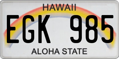 HI license plate EGK985