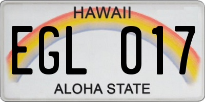 HI license plate EGL017