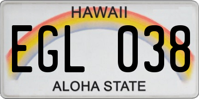 HI license plate EGL038