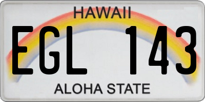 HI license plate EGL143