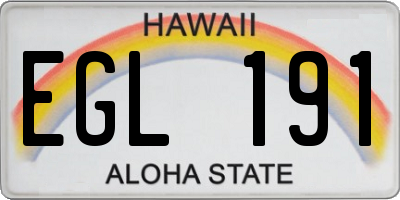 HI license plate EGL191