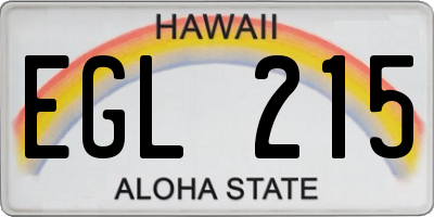 HI license plate EGL215
