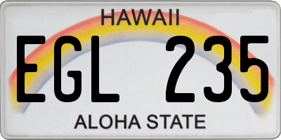 HI license plate EGL235