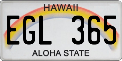 HI license plate EGL365