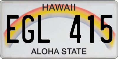 HI license plate EGL415