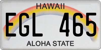 HI license plate EGL465