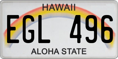 HI license plate EGL496