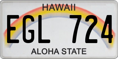 HI license plate EGL724