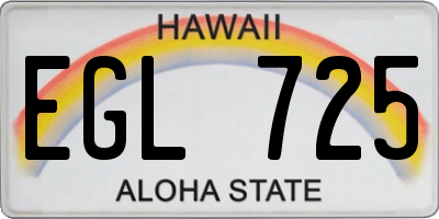 HI license plate EGL725
