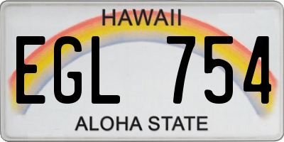 HI license plate EGL754