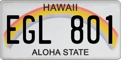 HI license plate EGL801