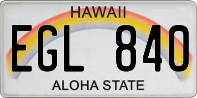 HI license plate EGL840