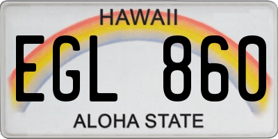 HI license plate EGL860
