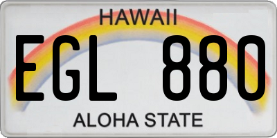 HI license plate EGL880