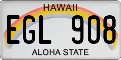 HI license plate EGL908