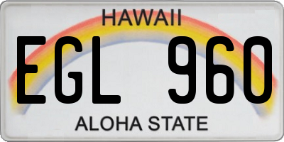 HI license plate EGL960