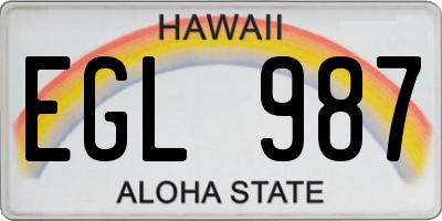 HI license plate EGL987