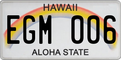 HI license plate EGM006