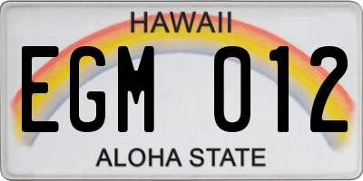 HI license plate EGM012