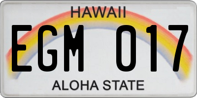 HI license plate EGM017