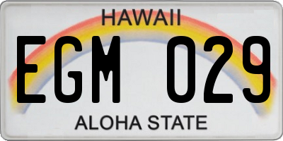 HI license plate EGM029