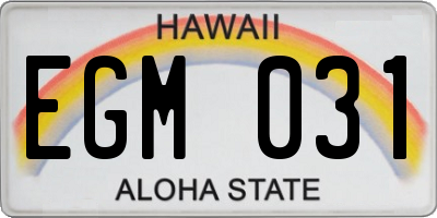 HI license plate EGM031