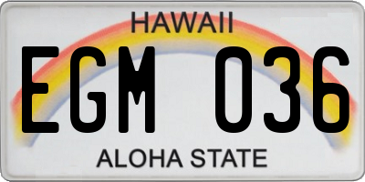 HI license plate EGM036