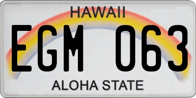 HI license plate EGM063