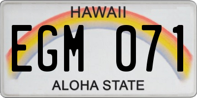 HI license plate EGM071