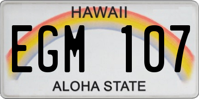 HI license plate EGM107