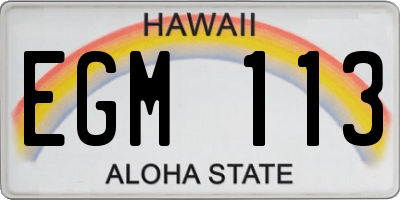 HI license plate EGM113