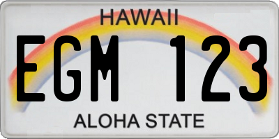 HI license plate EGM123