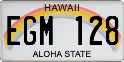 HI license plate EGM128