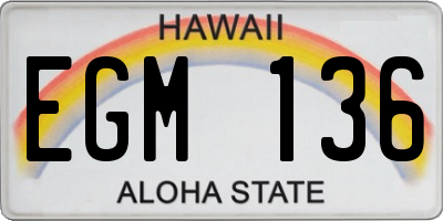 HI license plate EGM136