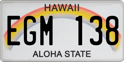HI license plate EGM138