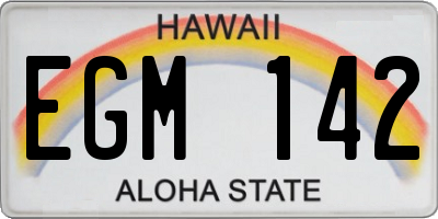 HI license plate EGM142