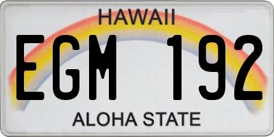 HI license plate EGM192