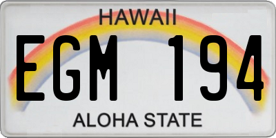 HI license plate EGM194