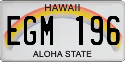 HI license plate EGM196