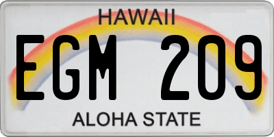 HI license plate EGM209