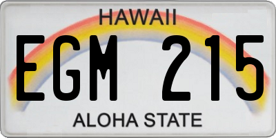 HI license plate EGM215