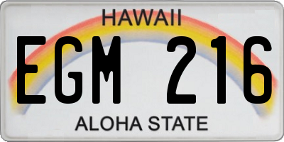 HI license plate EGM216