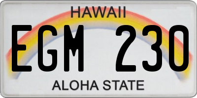 HI license plate EGM230