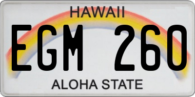 HI license plate EGM260