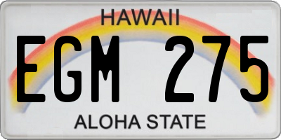 HI license plate EGM275